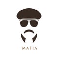 Mafioso man portrait. Man in ivy cap and sunglasses. Royalty Free Stock Photo