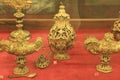 Golden church utensils exhibited in the Palace-Convent and Royal building of Mafra