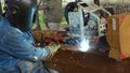 MAG Welding of Railway Girder Componets Royalty Free Stock Photo
