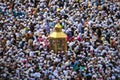 Magam Ibrahim. Muslim pilgrims walk pass by Abraham sacred place - Makam Ibrahim. MECCA, SAUDI ARABIA