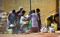 Indian Village women line up for water at Magarload, Chhattisgarh, India.