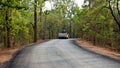 Road construction in the middle of the forest at Chhattisgarh, India