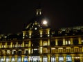 Magasin du nord building in Copenhagen illuminated at night