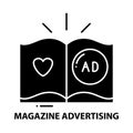 magazine advertising icon, black vector sign with editable strokes, concept illustration