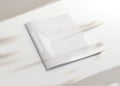 Magazine cover with soft shadows Mockup. Blank template of a catalog on white. 3D rendering Royalty Free Stock Photo