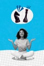 Magazine creative template collage of happy fun lady sitting dream playing winning chess game