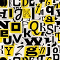 Magazine cut out letters collage. Seamless pattern with newspaper clippings with capital letters anonymous art. Vector Royalty Free Stock Photo