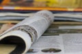 A magazine opened, in shallow focus Royalty Free Stock Photo