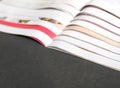 Magazines open on table Royalty Free Stock Photo
