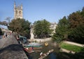 Magdalen College and punting on the River Cherwell in Oxford in the United Kingdom Royalty Free Stock Photo