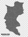 Magdalena Department of Colombia map on transparent background. Blank map of Magdalena with regions