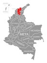 Magdalena red highlighted in map of Colombia