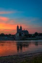 Magdeburg downtown at night, Germany Royalty Free Stock Photo