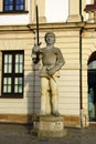 Magdeburg, Germany - April 14, 2024: Sculpture of Magdeburg Roland knight near the city hall on Old Market Square Royalty Free Stock Photo