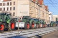 Magdeburg, Germany - 8.01.2024: Farmers union protest strike against government Policy. Tractors vehicles blocks city