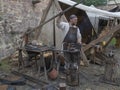 Magdeburg, Germany - 29.08.2014: Kaiser-Otto-Fest. Reconstruction of historical events of the city. Blacksmith from the middle