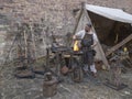 Magdeburg, Germany - 29.08.2014: Kaiser-Otto-Fest. Reconstruction of historical events of the city. Blacksmith from the middle