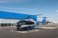 Irport Magdeburg-City an Airbus state Police Helicopter H145 is parked in front of hangar, ready for a mission Royalty Free Stock Photo
