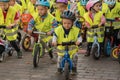 Magdeburg, Germany - 15 September 2019: Children bicycle racing. Cycle sport holiday for families