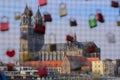 Magdeburger Dom (Magdeburg Cathedral) in creative shot with blurred padlocks Royalty Free Stock Photo