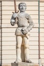 Magdeburger Roland Knight ancient statue in front of Old City Hall Rathaus, Magdeburg, Saxony Anhalt, Germany, closeup, details Royalty Free Stock Photo