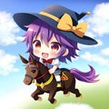 mage boy on flying horse