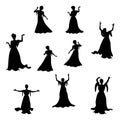 Mage woman in long dress silhouette