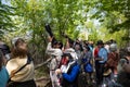 MAGEE MARSH, OH, USA-MAY 11, 2023: Bird watchers, nature lovers and photographers watching the migration o Royalty Free Stock Photo