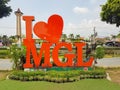 Magelang city icon, I love Magelang displayed at alun alun Magelang city.