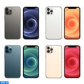 MAGELANG, INDONESIA - JULY 03, 2021: New iPhone 12 pro or pro max in four colors Graphite, Pacific Blue, Silver, Gold by Apple