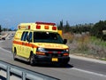 Magen David Adom Car on a highway