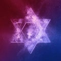 Magen David symbol Red Blue, Star of David. Abstract night sky background