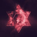 Magen David symbol, Star of David. Abstract night sky background