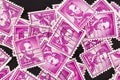 Magenta Abraham Lincoln Stamps Close Up