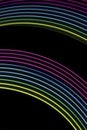 Magenta, blue and green light lines on a black background Royalty Free Stock Photo