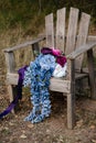 magenta, blue and pink peonis with wisteria - close up of bridal florals Royalty Free Stock Photo