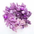 Magenta christmas wreath on white background