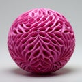 Magenta-coated 3d Printed Polymer Sculpture On White Surface