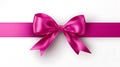 Magenta Gift Ribbon with a Bow on a white Background. Festive Template for Holidays and Celebrations