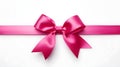 Magenta Gift Ribbon with a Bow on a white Background. Festive Template for Holidays and Celebrations