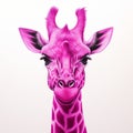 Magenta Giraffe: Contemporary Wall Art With Playful Cartoon Illustrations