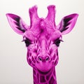 Magenta Giraffe: Contemporary Wall Art With Realistic Hyper-detailed Portraits