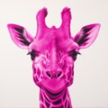 Magenta Giraffe: Hyper-realistic Neo-pop Wall Art