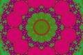 Magenta green and purple Concentric Flower Center Macro Close-up. Mandala Kaleidoscopic design