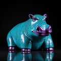 Magenta Hippopotamus Figurine With Turquoise Eyes In J. Scott Campbell Style