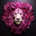 Magenta Lion: Intricate Storytelling In Pink Lion Head Artworks