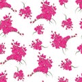 Magenta orchid rococo seamless vector pattern