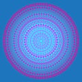 Magenta ornate round borders on blue background, mandala, decoration. Royalty Free Stock Photo