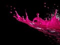 magenta paint splash on black background Royalty Free Stock Photo