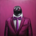 Magenta Penguin Photorealistic Surrealism In Dark Magenta And Black